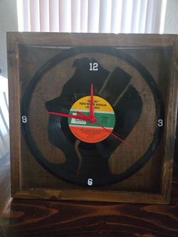 Wooden frame/clock vinyl record
