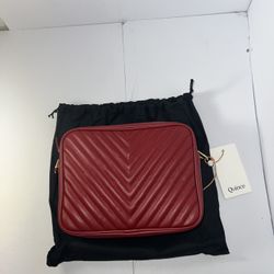 Quince Italian Leather  Quilted Crossbody Bag 6x8.5x3” Burgundy Red $229MSRP