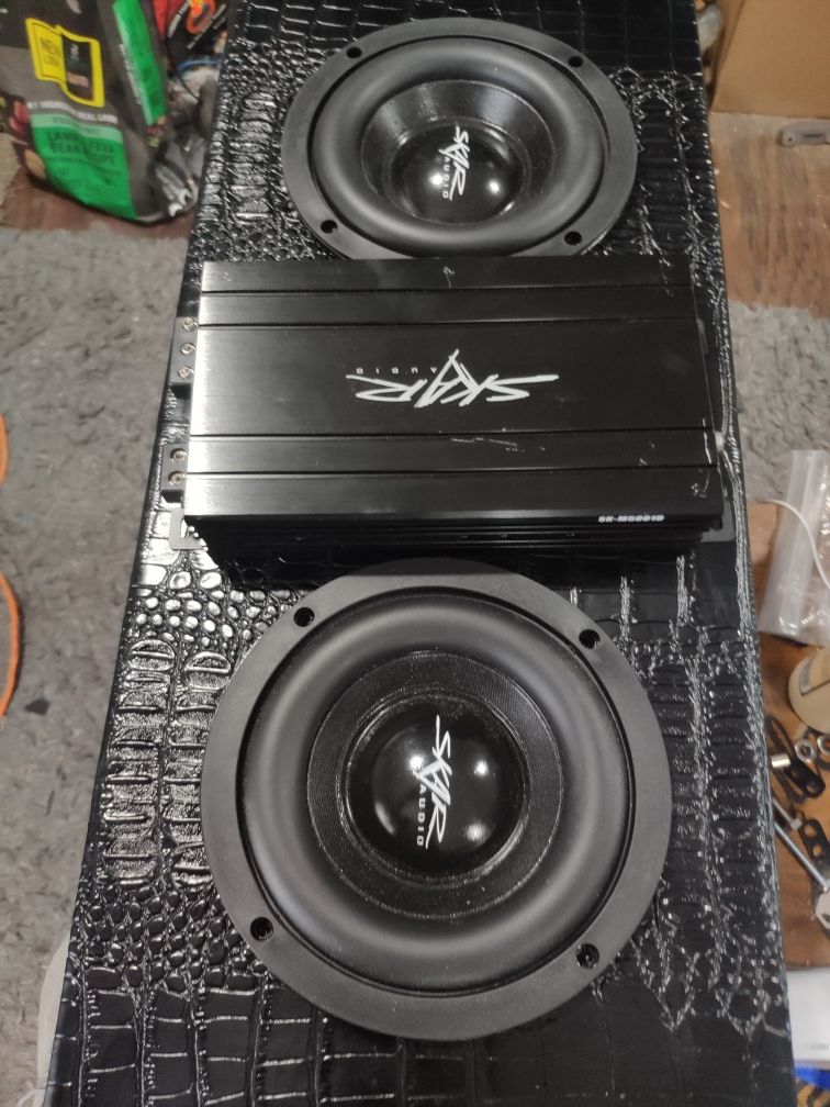 (6.5inch subwoofers)$330 New pair of skar evl 65,skar amp sk-m5001d and a custom build box