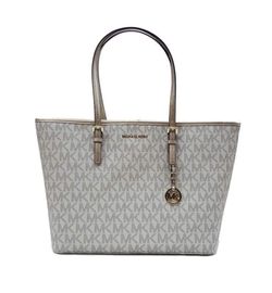 MK Jet set tote logo vanilla/brown