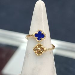 14k Gold Navy Blue Clover Ring