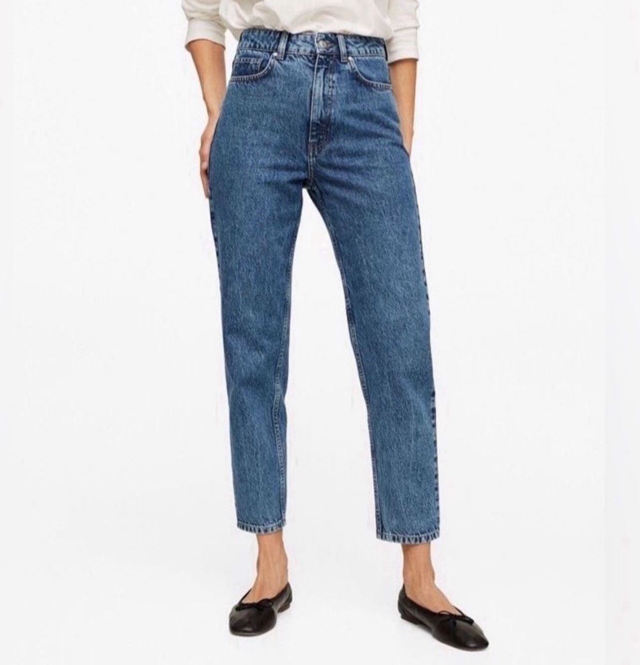 Mango Mom High Waist 100% Cotton Jeans Size 2