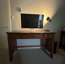 Vintage Solid Wood Desk / Vanity Table – Rustic Modern Style