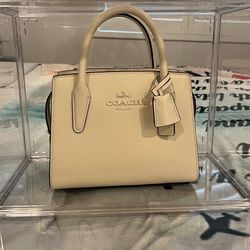 COACH Andrea Carryall Bag Crossbody In Leather/Silver/Chalk approx 8.75 x 6.5