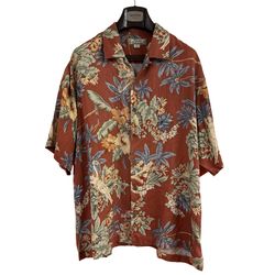 Men's Tommy Bahama Hawaiian Shirt - Rust Floral - Size XL