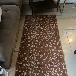 Brown Print Medium Or Small Rug - USED 