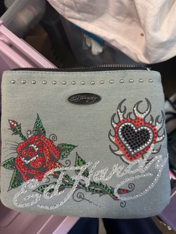 Ed Hardy Denim Zip Pouch Clutch