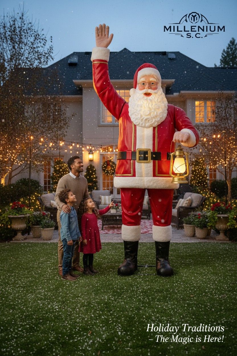 8 ft. Holiday Traditions Giant-Sized LED Towering Santa yard decoration.