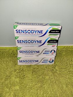 4 Sensodyne Toothpaste 2 Fresh Mint 4oz/2 Deep Repair 3.4oz)