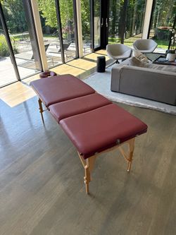 Portable Massage Table (Burgundy) – Great for Students or Lash Techs + Bloster