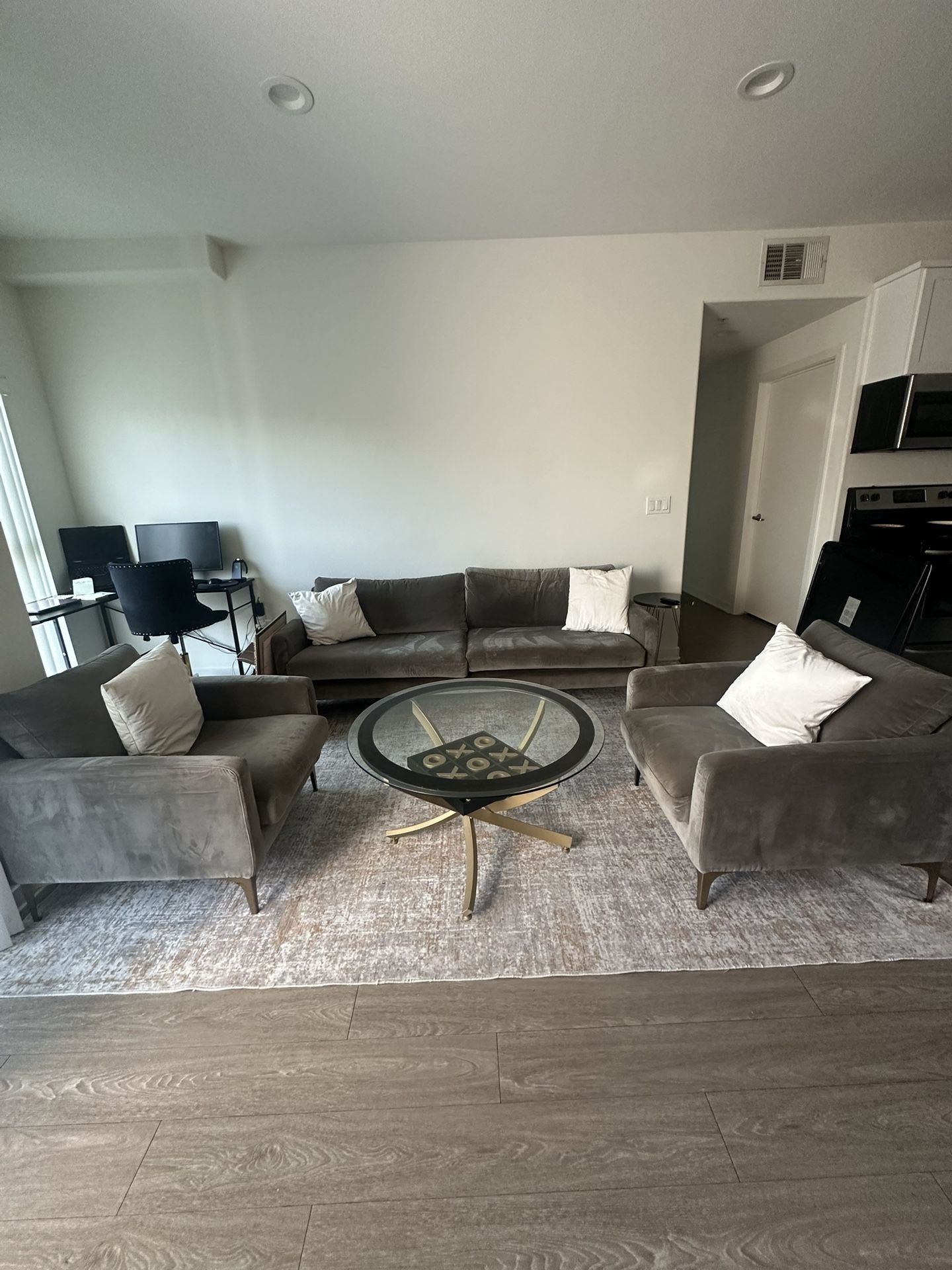Gray And Gold Sofa Set