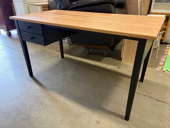 IKEA Arkelstorp Pine Desk with Black Wooden Base