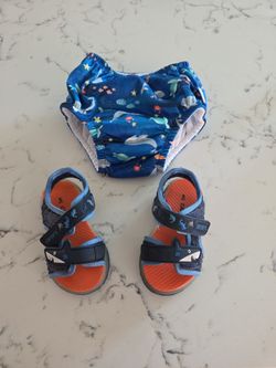 NEW CARTER'S LITE-UP ANIMAL SANDALS SZ 5 & NEW SWIM BOTTOMS SZ 3T SEE DESCRIPTION