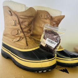 Caribou fleece-trimmed nubuck and rubber snow boots