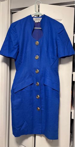 Vintage 80s Royal blue office dress