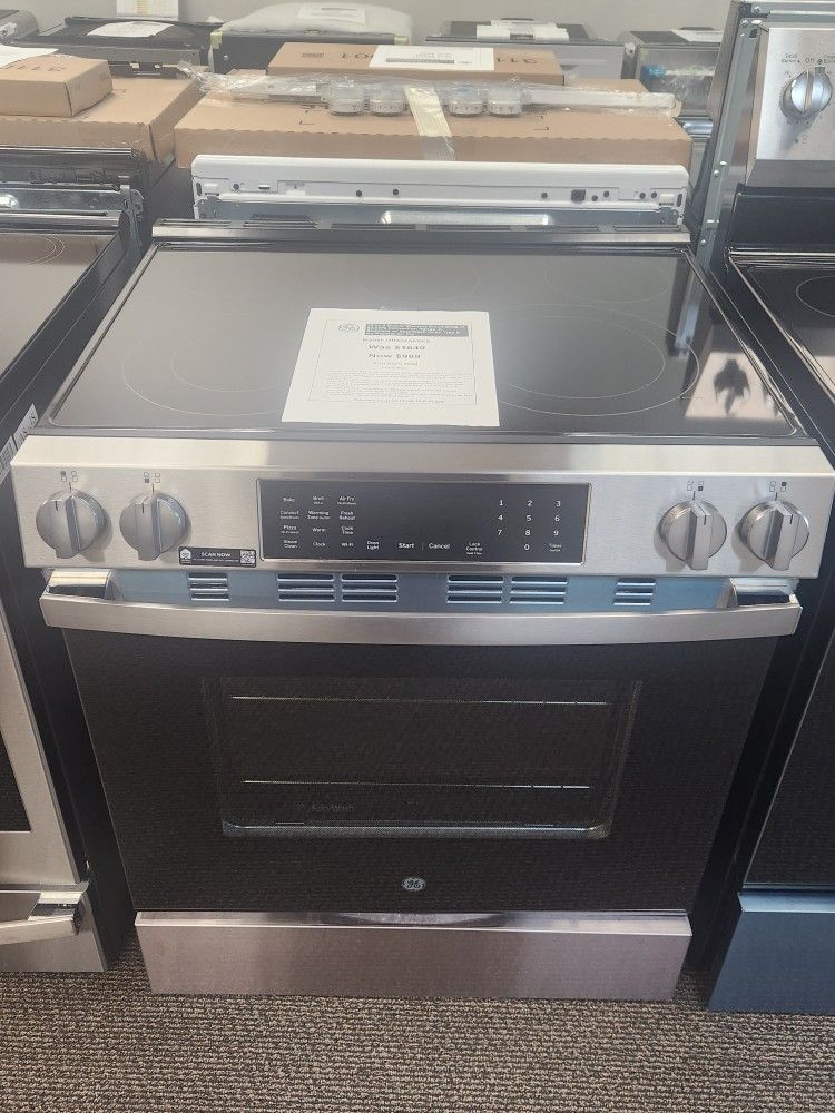 30 in. 5 Burner Element Smart Slide-ln Electric Convection Range in Stainless w/ EasyWash Oven Tray 8 No-Preheat Air Fry