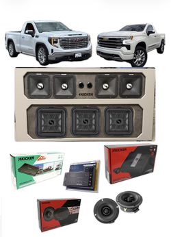 SILVERADO OR SIERRA SINGLE CAB 2019-2026 POWERFUL BASS AND  VOICE PACKAGE KICKER AUDIO CUSTOM BOX
