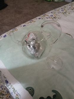 Clear Glass Teapot Disassembled with Hardware