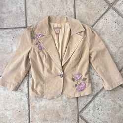 embroidered boho corduroy blazer