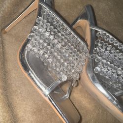 Crystals That Kiss the Light — Size 8 Silver Stilettos