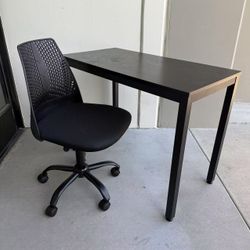New In Box 40x20x30 Inches Tall Black Desk Table With Pink White Office Chair Combo Set 