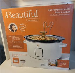 Beautiful 4Qt Programmable Slow Cooker with Touch-Activated Display in White Icing by Drew Barrymore