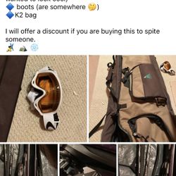 Skis, Bag, Poles, Goggles