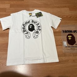 White Chrome hearts Bape Shirt(size large) 
