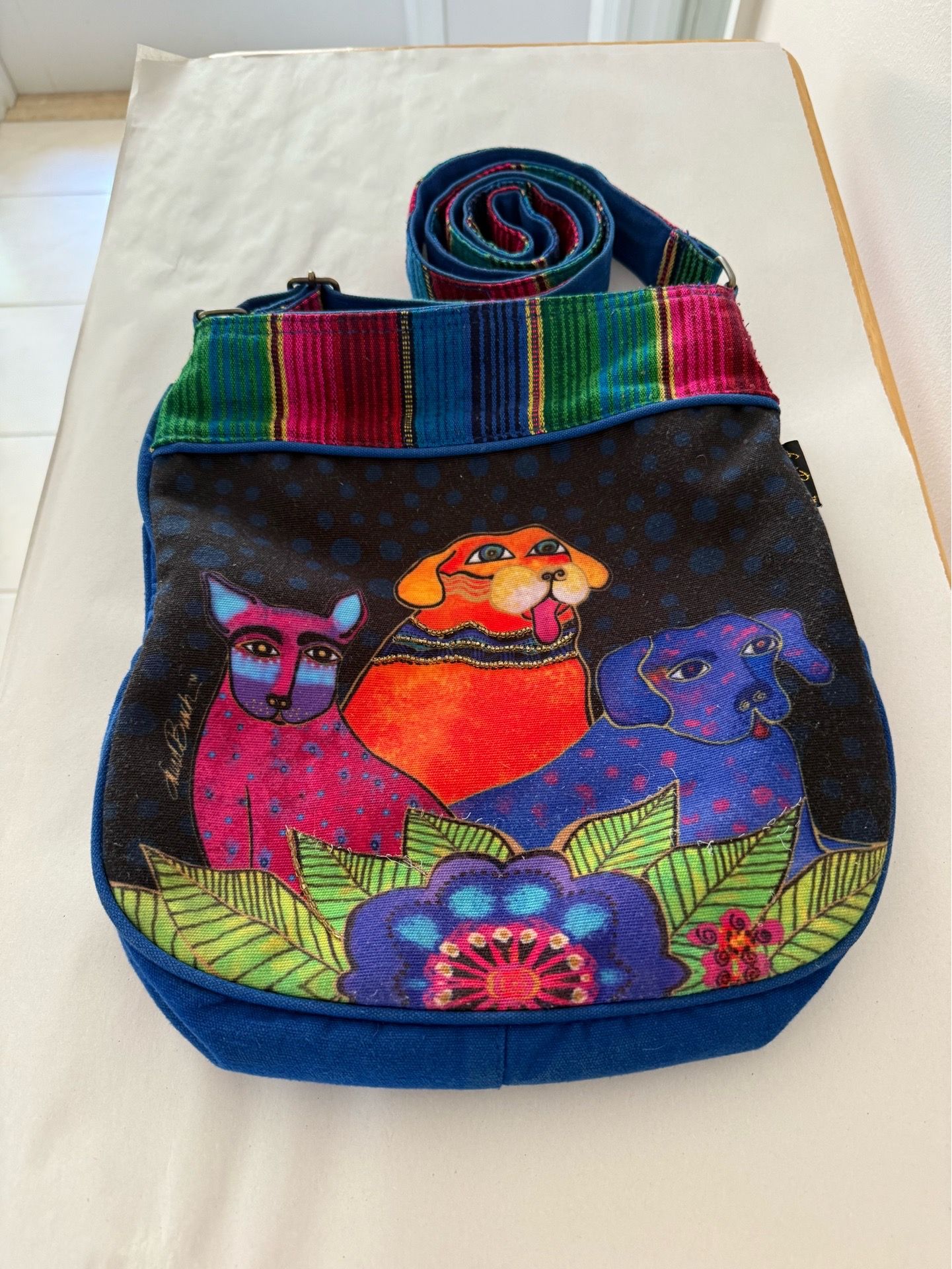 Laurel Busch Shoulder Bag with 3 Dogs
