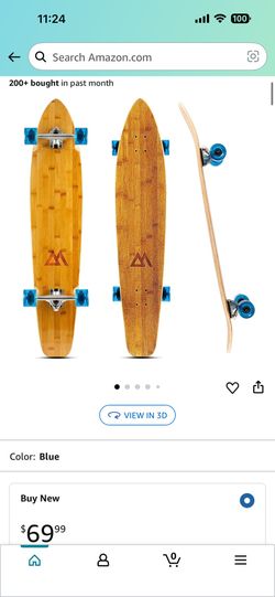 One Time Used Magneto 44 inch Kicktail Cruiser Longboard Skateboard | Bamboo and Hard Maple Deck | Made for Adults, Teens, and Kids