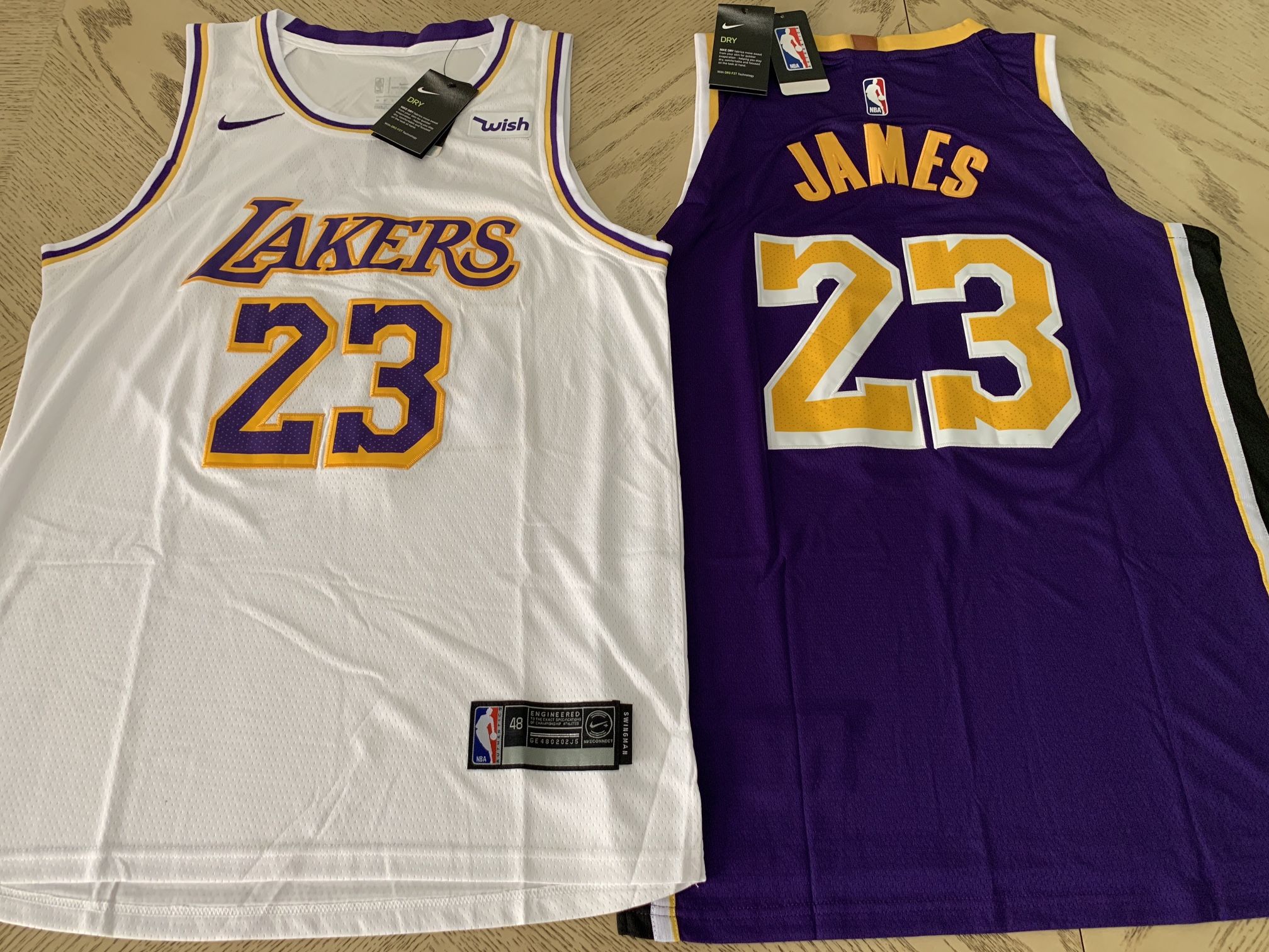 NEW LeBron James Lakers Jersey Los Angeles Lakers STITCHED // Irish /#23 White// Purple// STITCHED S-XXL