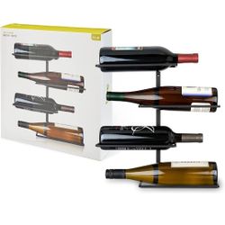 True Align Wall-Mounted Wine Rack, Black Wrought Iron, Minimalist Modern Wine Display