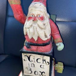 1988 Denise CALLA House of HATTEN Nick in the Box CHRISTMAS Folk Art Santa Claus