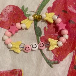 Pink White And Yellow Bracelet 