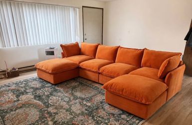 Orange Velvet Couch