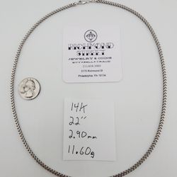 14k white gold 22" box franco