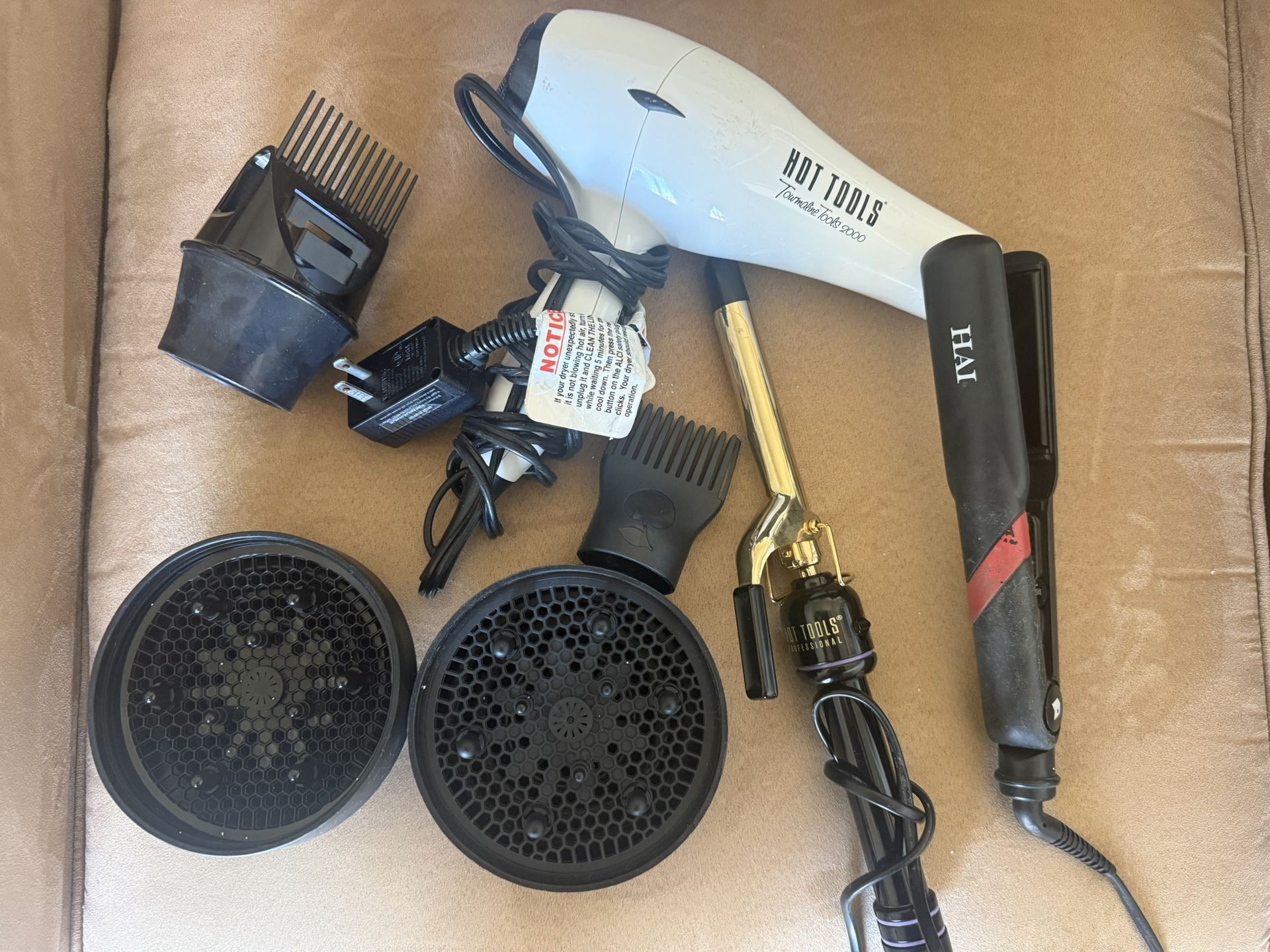 Hair Tools - Curling iron, Hair Straightener, Blow Dryer And Attachments 