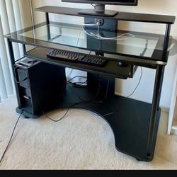 Computer Desk Tempered Glass Desk 47in $160 Or Best Offer