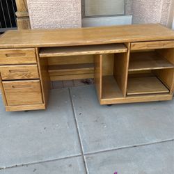 Oak Desk On Rollers 