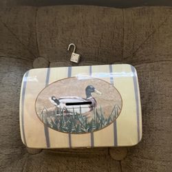 Vintage Mallard Duck Coin Tin (with padlock)