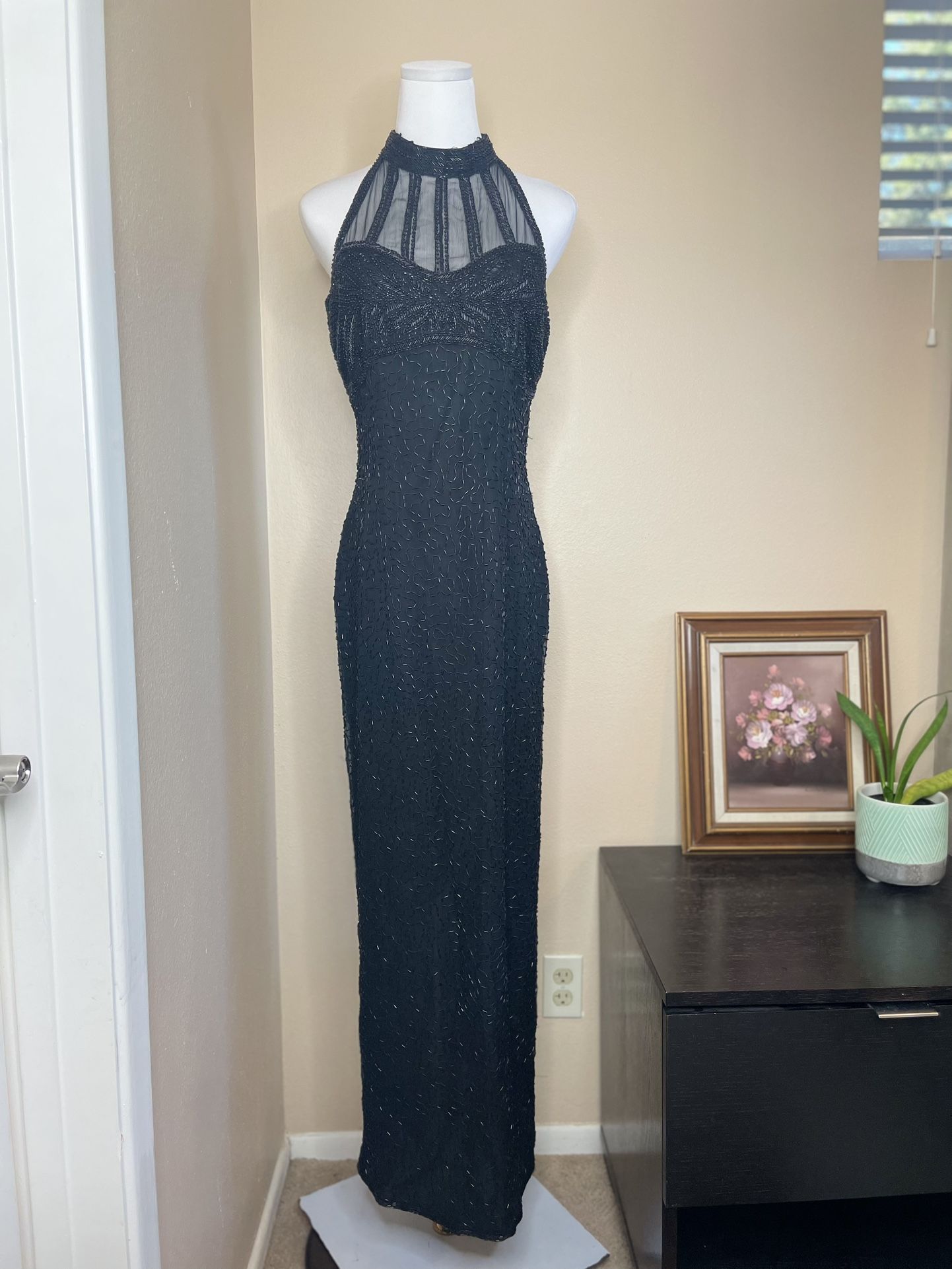 Stenay vintage 80's beaded black halter evening gown. - thefunkyskunk.ie Stenay vintage 80's beaded black halter evening gown. - thefunkyskunk.ie