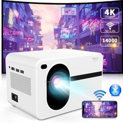 Mini Projector with Wifi and Bluetooth Native 1080P fhd, 14000L Video Movie Portable Outdoor Wifi Projector Home Theater, Proyector Compatible wit