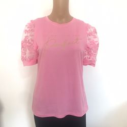 Women Fashion Top Shirt Pink S/M