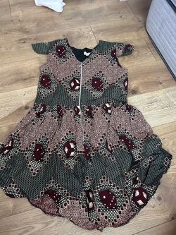 African Print Romper with Zip Front like new large