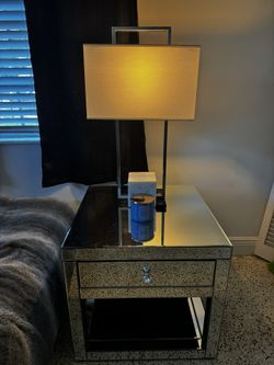 GLASS NIGHT STAND WITH LAMP