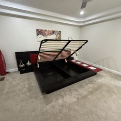 Premium King Bed Frame With Cabinet 