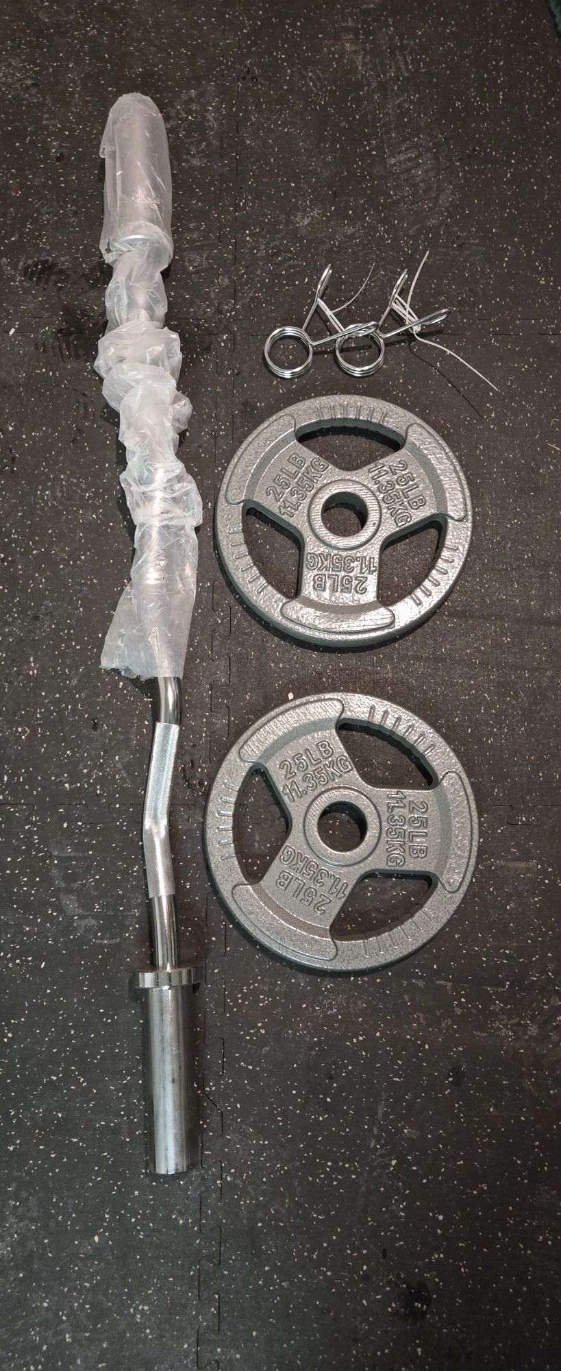 Curl Bar And Weights 