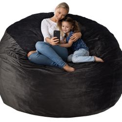 Bean Bag Chair: Giant 5' Memory Foam Furniture Bean Bag Chairs for Adults with Microfiber Cover - 5Ft,Black