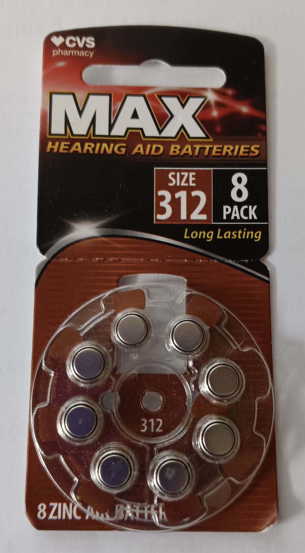 Size 312 Hearing Aid Batteries 8 Packs