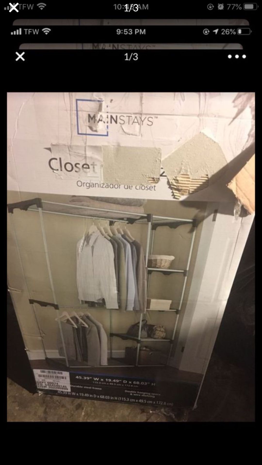 Mainstays Closet organizer
